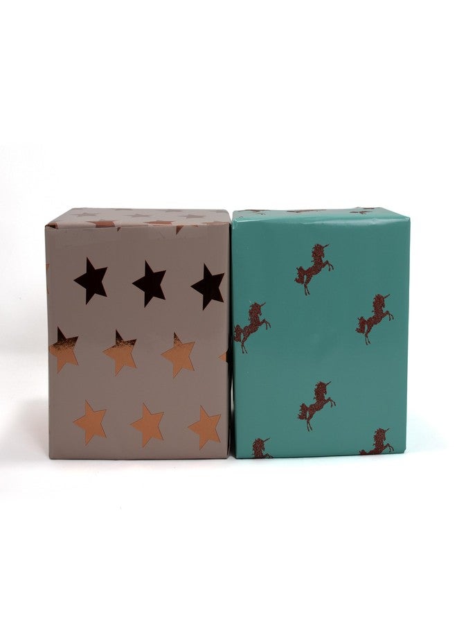 L LIFETIME All Occasion Gift Wrapping Rolls, 2 Pack Paper Glitter Shiny Strong Thick Quality Modern Patterns for Birthday Holiday Presents Boys Girls Adult Christmas Bundle Xmas Bulk (Unicorn Star) - Image 4